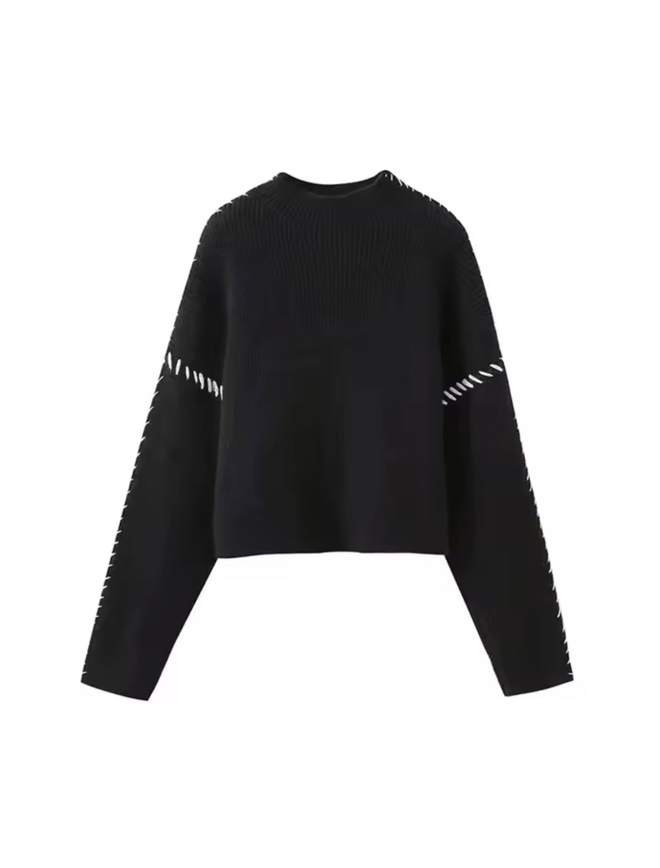 Stylischer Pullover mit Ziernähten – Schwarzer Oversize-Sweater