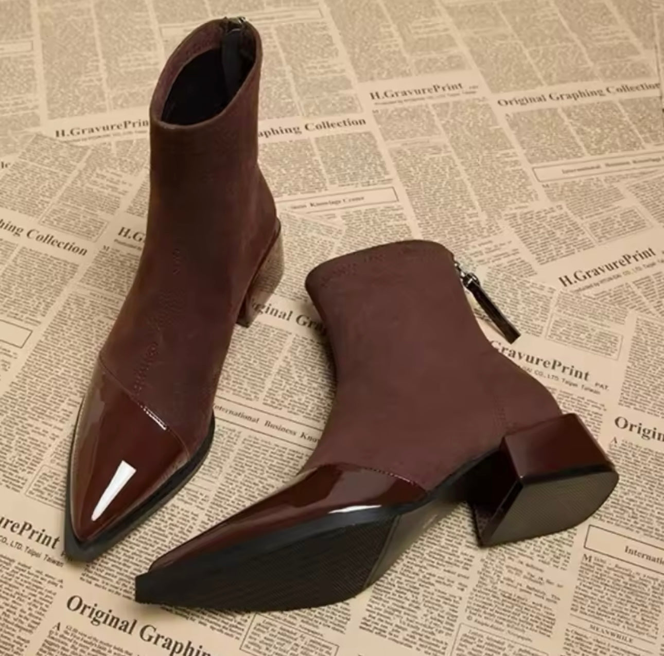 Kurze Stiefel Materialmix