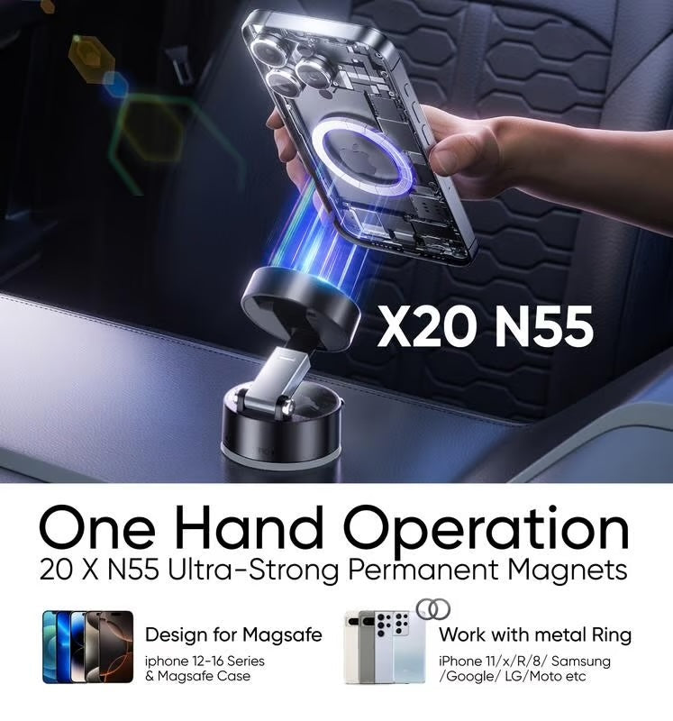 Magnetischer Handyhalter mit Saugnapf – 360° drehbar, faltbar & extra starke Magnetkraft