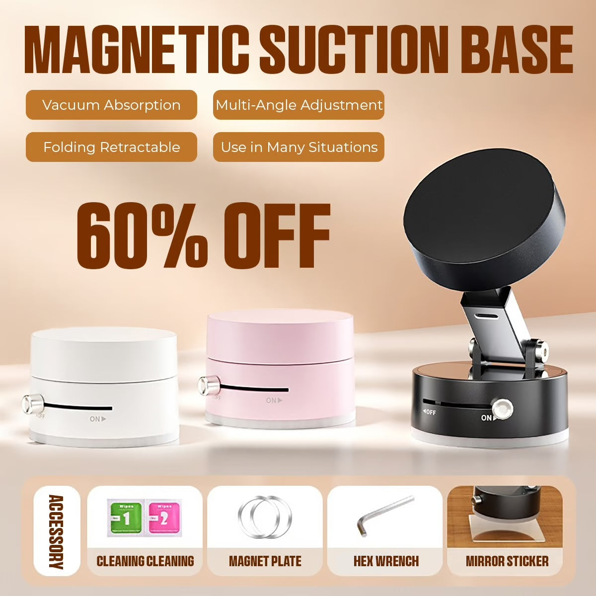 Magnetischer Handyhalter mit Saugnapf – 360° drehbar, faltbar & extra starke Magnetkraft